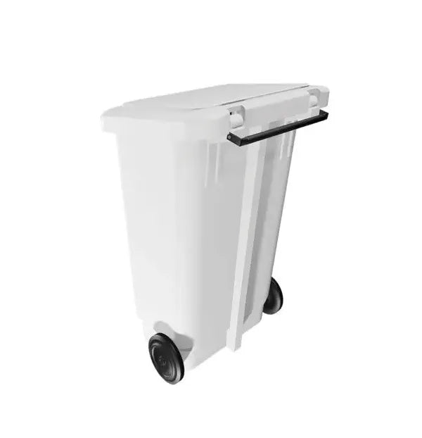 Lixeira Retangular com Pedal e Rodas 100 Litros Branca - Bin Embalagens