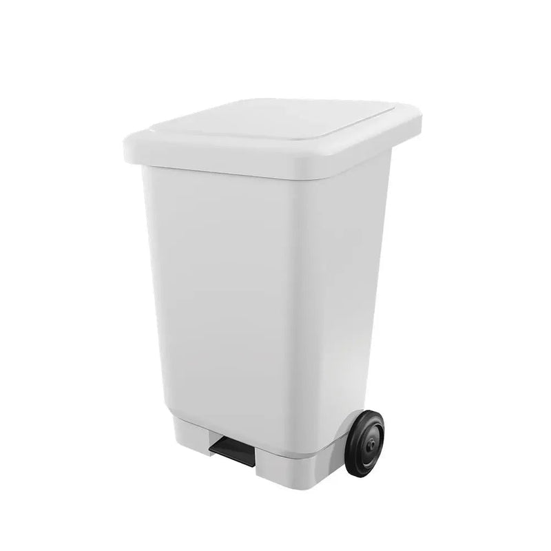 Lixeira Retangular com Pedal e Rodas 100 Litros Branca - Bin Embalagens