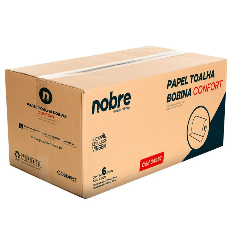 Papel Toalha Bobina - Comfort - 20cm x 200m - c/ 6 unid. - Nobre - Bin Embalagens