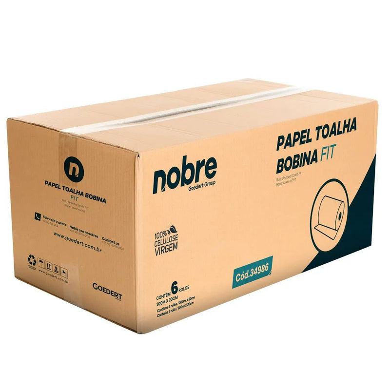 Papel Toalha Bobina - Fit - 20cm x 200m - c/ 6 unid. - Nobre - Bin Embalagens