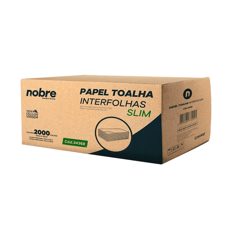 Papel Toalha Interfolhas Slim - 20x20cm - c/ 2000fls - Nobre - Bin Embalagens