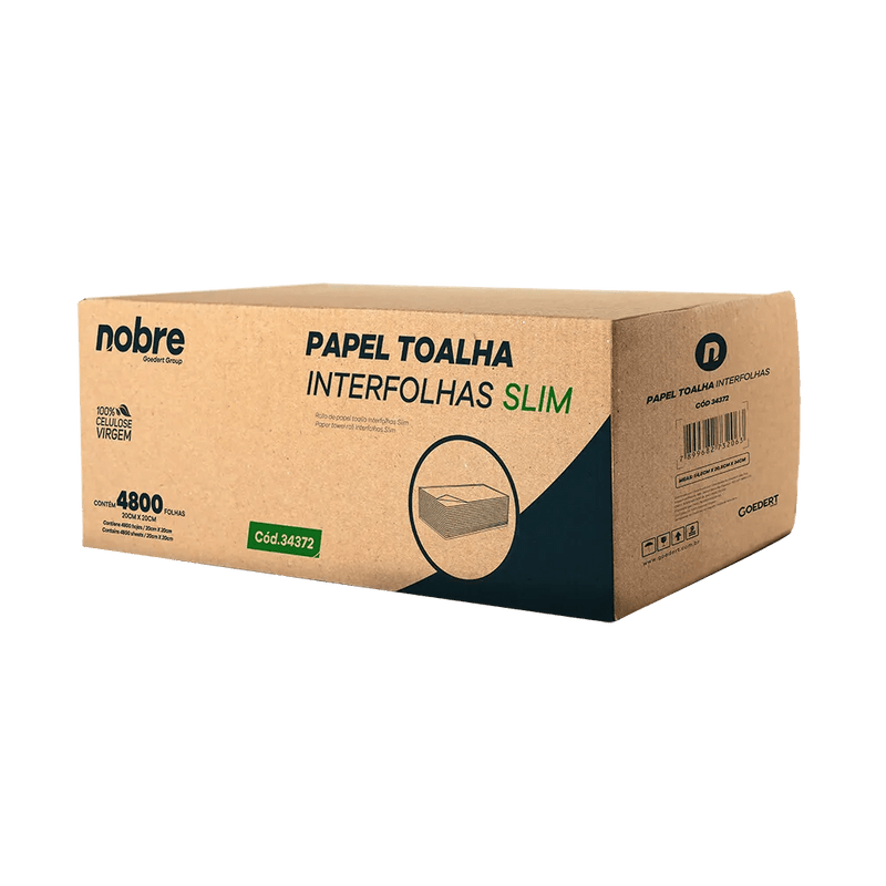 Papel Toalha Interfolhas Slim - 20x20cm - c/ 4800fls - Nobre - Bin Embalagens