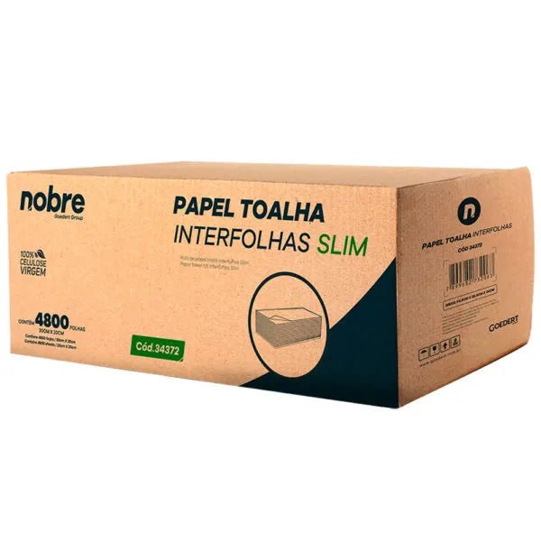 Papel Toalha Interfolhas Slim - 20x20cm - c/ 4800fls - Nobre - Bin Embalagens