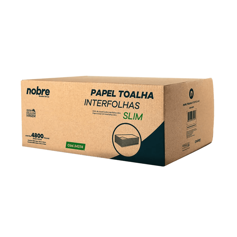 Papel Toalha Interfolhas Slim - 20x23cm - c/ 4800fls - Nobre - Bin Embalagens
